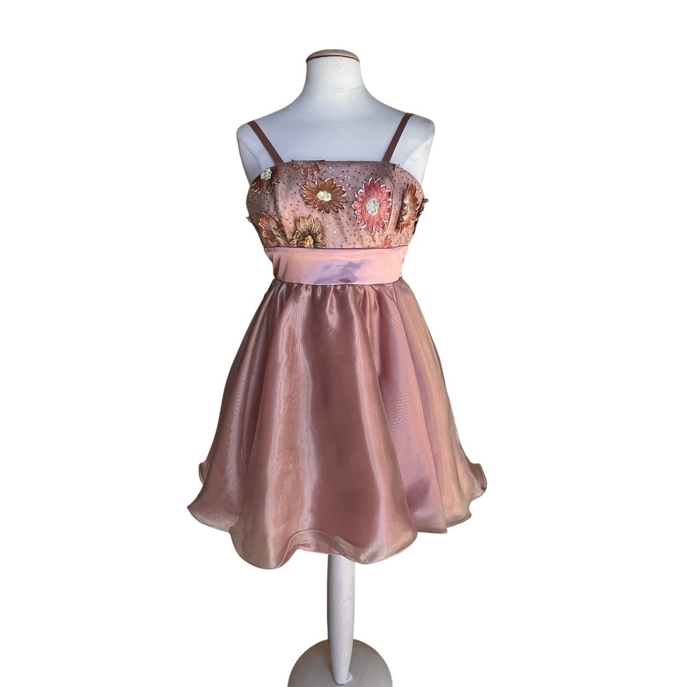 XOXO Pink Embellished Bloomcore Coquette‎ Party Dress Size 5 Fairy Y2K Whimsical